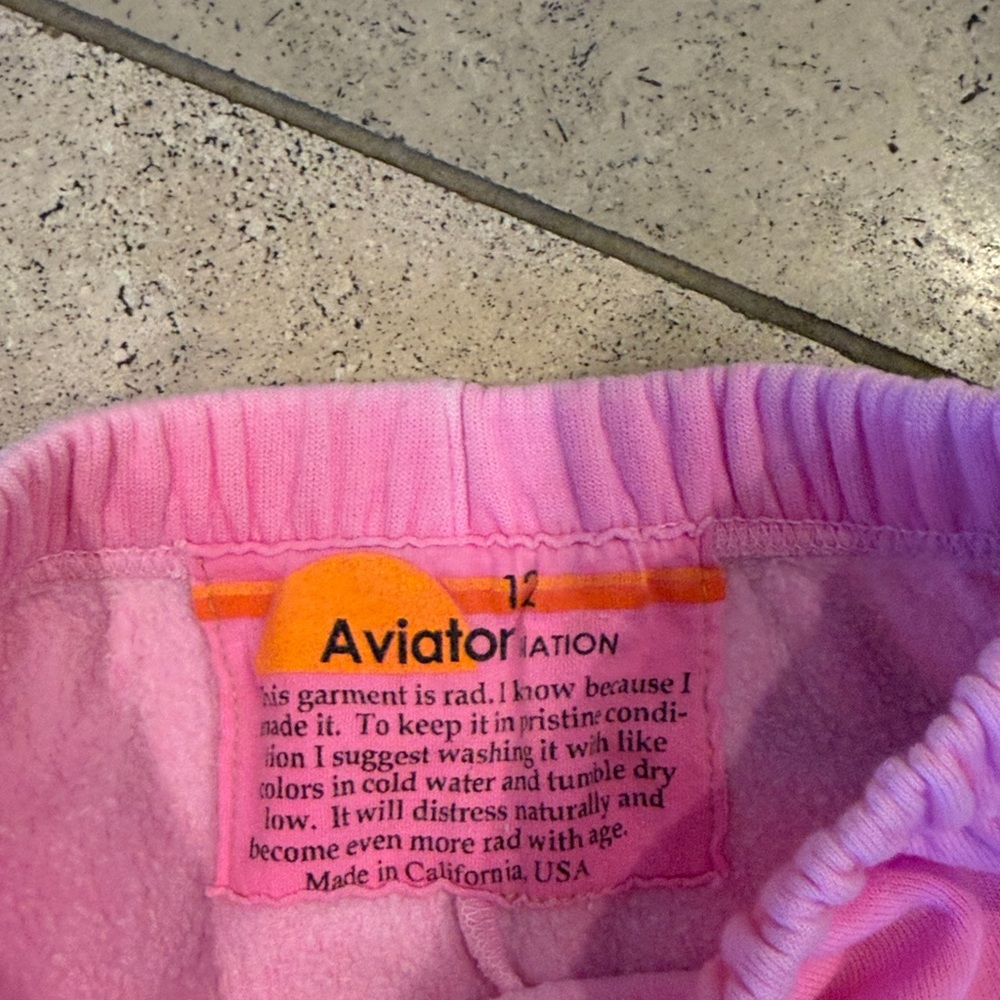 Aviator Nation Pink Joggers with Black Lightning Bolt - Picture 2 of 5